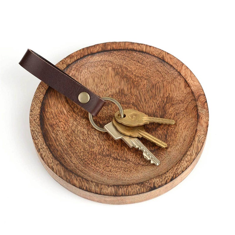 Zittop Leather Keychain POB Solid Metal Bronze Handcraft Key Ring Lanyard Handmade (Coffee colour) - Image 5